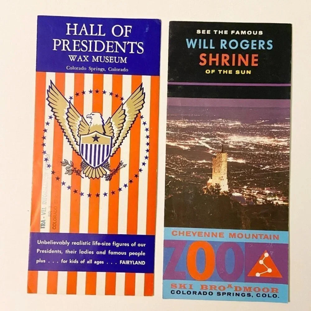 Vintage Colorado Springs  Wax Museum and Cheyenne Mountain Zoo Travel Brochures